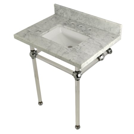 KINGSTON BRASS 30X22 Marble Vanity Top W/ Acrylic Feet Combo, Marble/Chrome KVPB30MASQ1